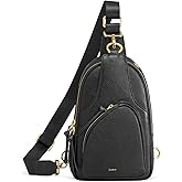 Kattee Sling Bag for Women, Leather Fanny Packs Crossbody Purse, Small Chest Bag with RFID Blocking, Black