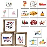 Spring Decor Farmhouse Summer Home Decor Signs 36 Interchangeable Sayings with 3 Wooden Frames for Office and Living Room Tie