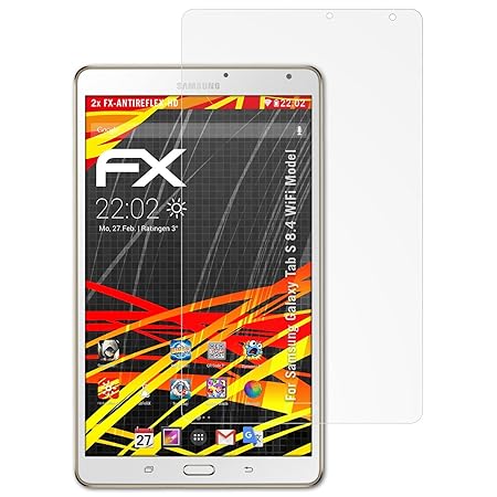 atFolix Schutzfolie kompatibel mit Samsung Galaxy Tab S 8.4 WiFi Model Displayschutzfolie, HD-Entspiegelung FX Folie (2X)