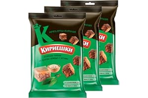 GENERIC Kirieshki Rye Crackers Croutons Dry Bread (Suhariki) with Aspic and Horseradish Taste/Salted and Seasoned 0.22 lb / 100 g - Set of 3