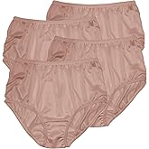 Teri Women's 331 Plain Jane Classic Nylon Silky-Smooth Lightweight Breathable Full Coverage Brief Panty - 4 Pack