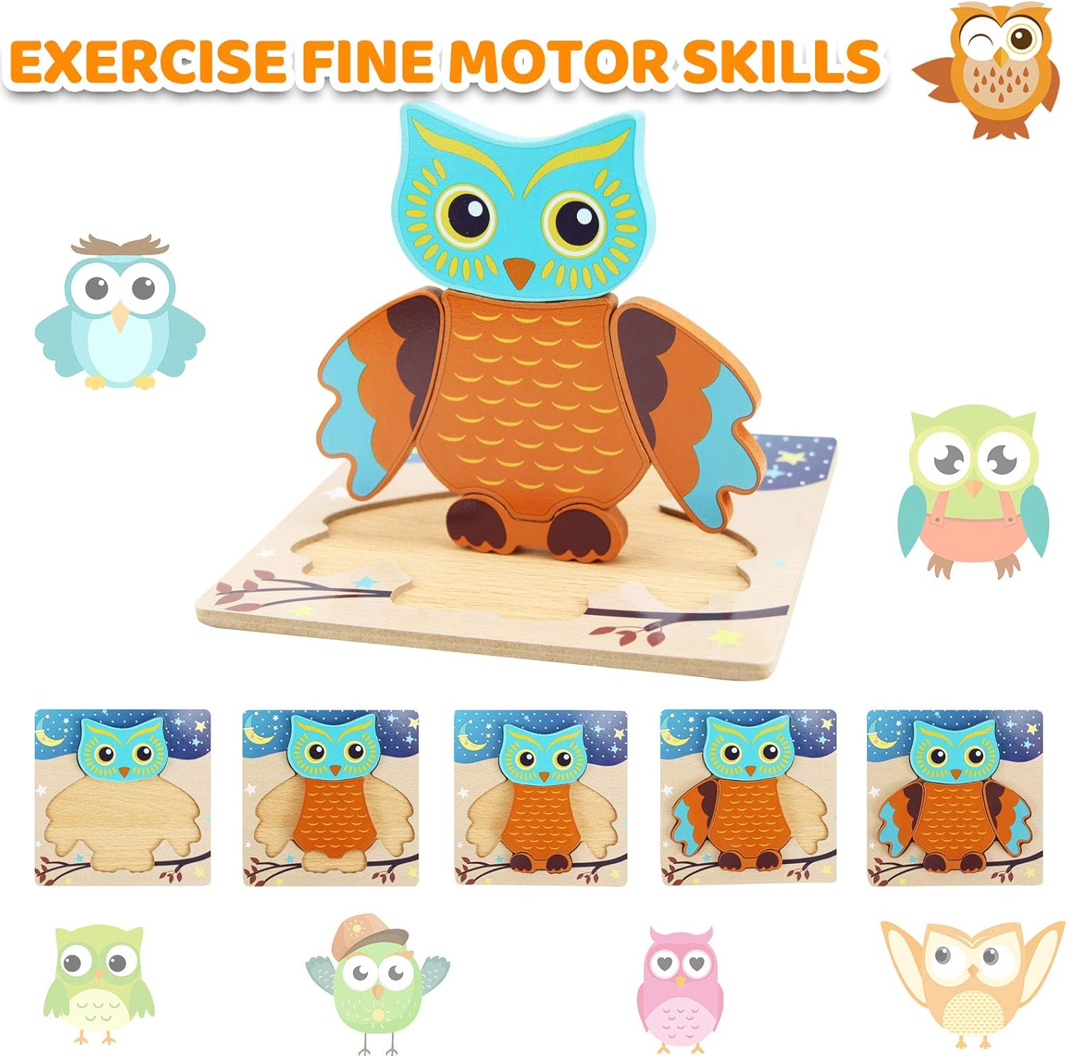 Wooden Puzzles for Toddlers, WOOD CITY Animal Jigsaw Puzzles for Kids 1 2 3 Years Old, Educational Montessori Toys for Boys and Girls (6pack): Toys & Games