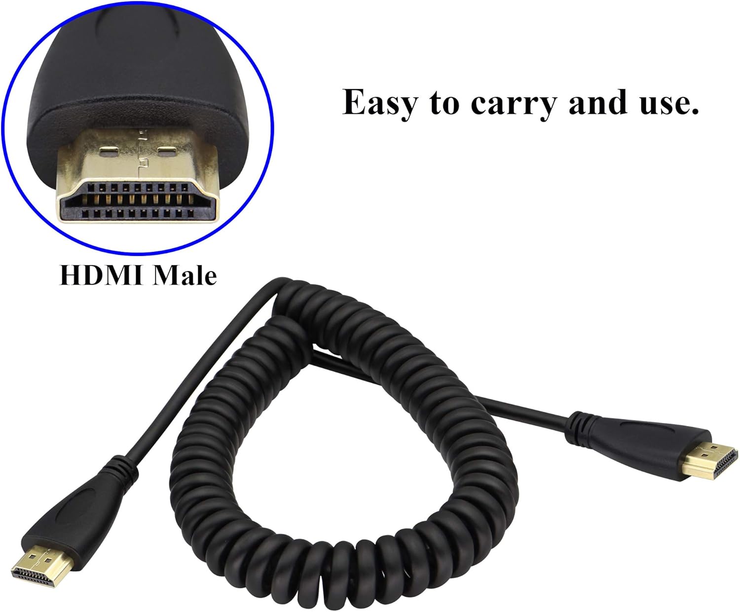 zdyCGTime HDMI male HDTV spring cable,1080P 4k High Speed Ultra HD hdmi male Spring wire 2 m,Compatible with LCD TV - Image 4