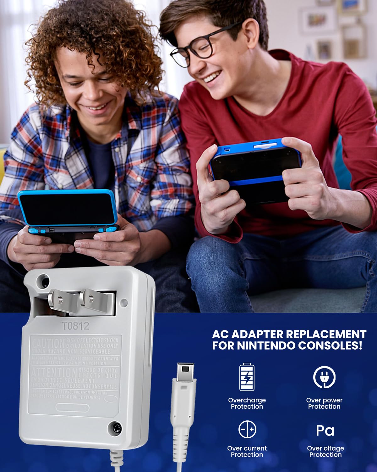 AC Adapter Game Charger for Dsi Ndsi 3DS/3DSXL/New 3DS/New 3Dsll/2DS/Dsi/Dsixl 2 Pack with Stylus Pen