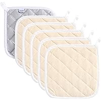 joyhalo 6 Pack 8 x 8 Inches Pot Holders for Kitchen Heat Resistant Beige Pot Holders Sets Oven Hot Pads Terry Cloth Pot…