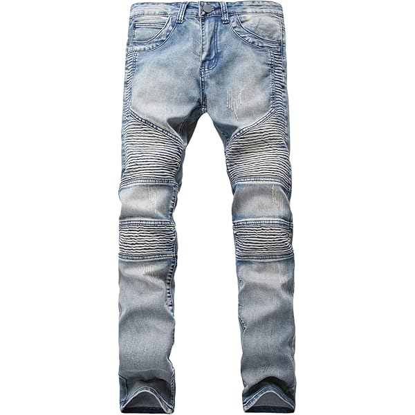 ZLZ Slim Fit Biker Jeans, Men's Super Comfy Stretch Skinny Biker