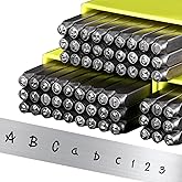 The Craft Guy 63pcs Metal Stamping Kit - Artistic Font 1/8"(3mm) Metal Stamps for Jewelry Making, Number & Letter Stamp Set(A-Z, a-z, 0-9) with Durable Storage Case [Green]