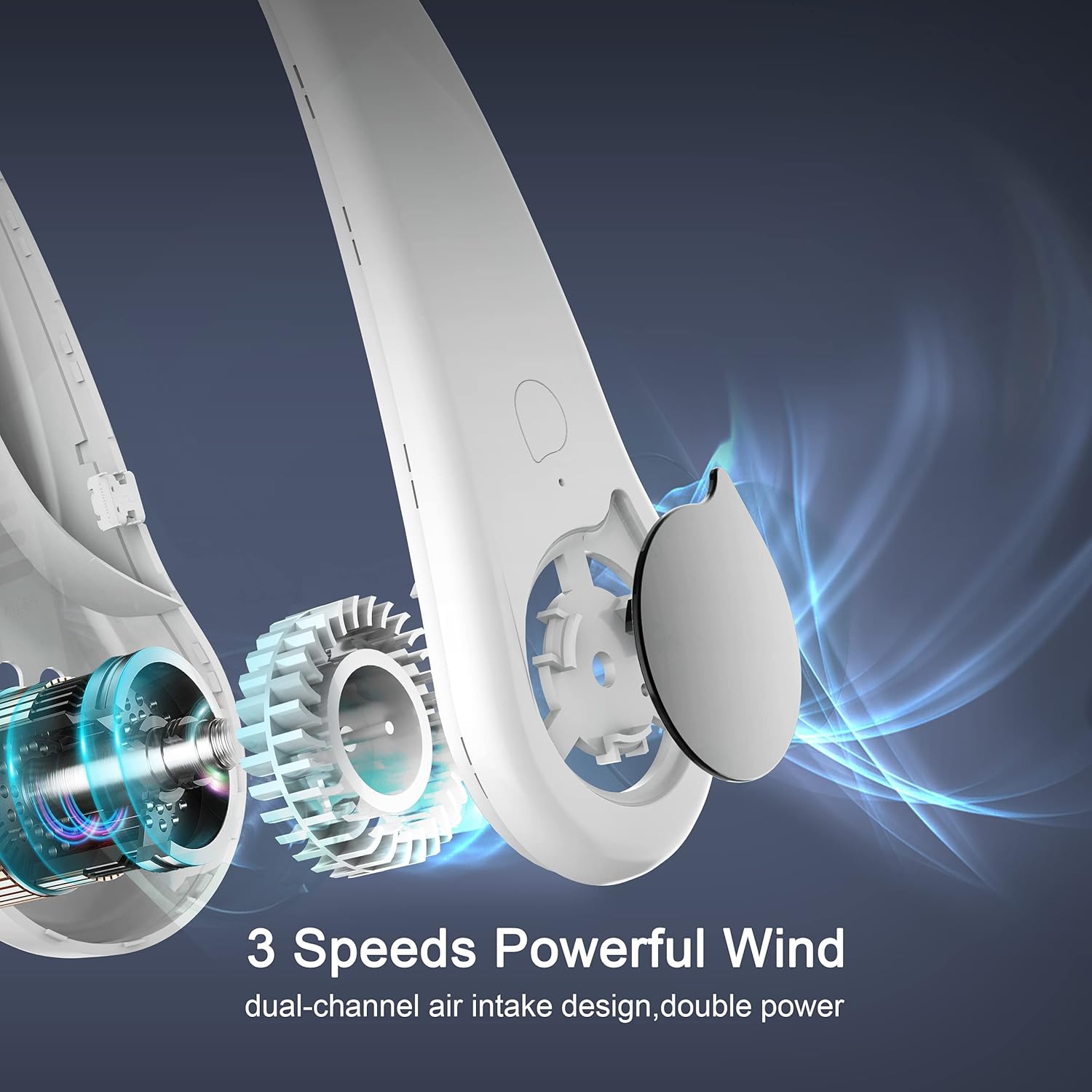 Portable Neck Fan, Wearable Personal Fan, Leafless, Rechargeable, Headphone Design, USB Powered Desk Fan,3 Speeds (White): Kitchen & Dining