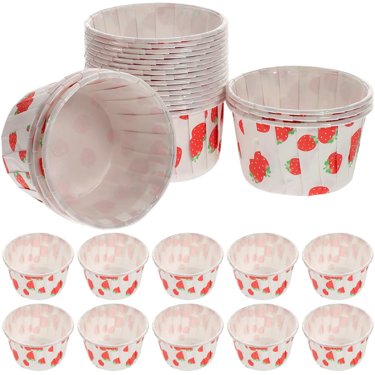 Operitacx Cupcake Cases for Baking, 150 Pcs Muffin Case for Baking, Muffin &, 100Pcs Strawberry Paper Disposable Cake Cups, Greaseproof Ice Cream Tubs for Desserts, Yoghurt