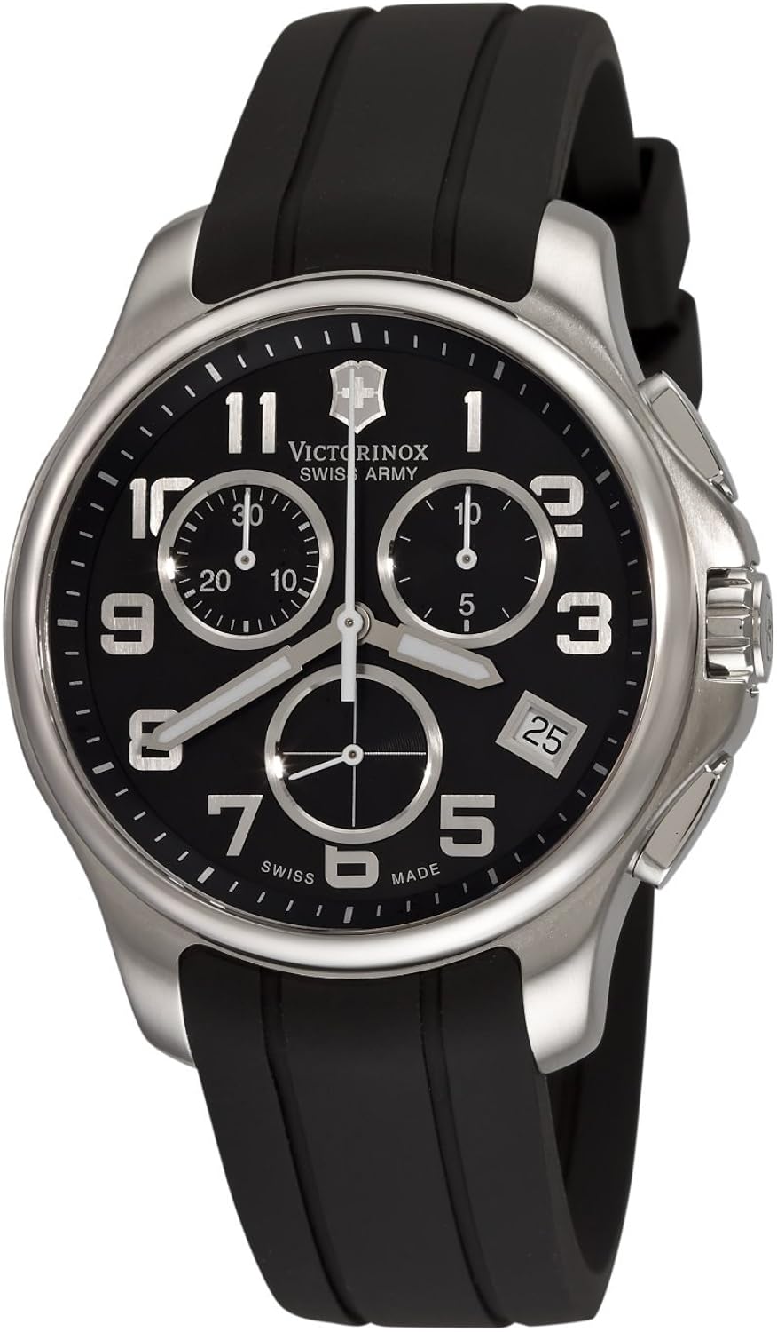 victorinox men's chronograph officer stainless steel bracelet watch 42mm
