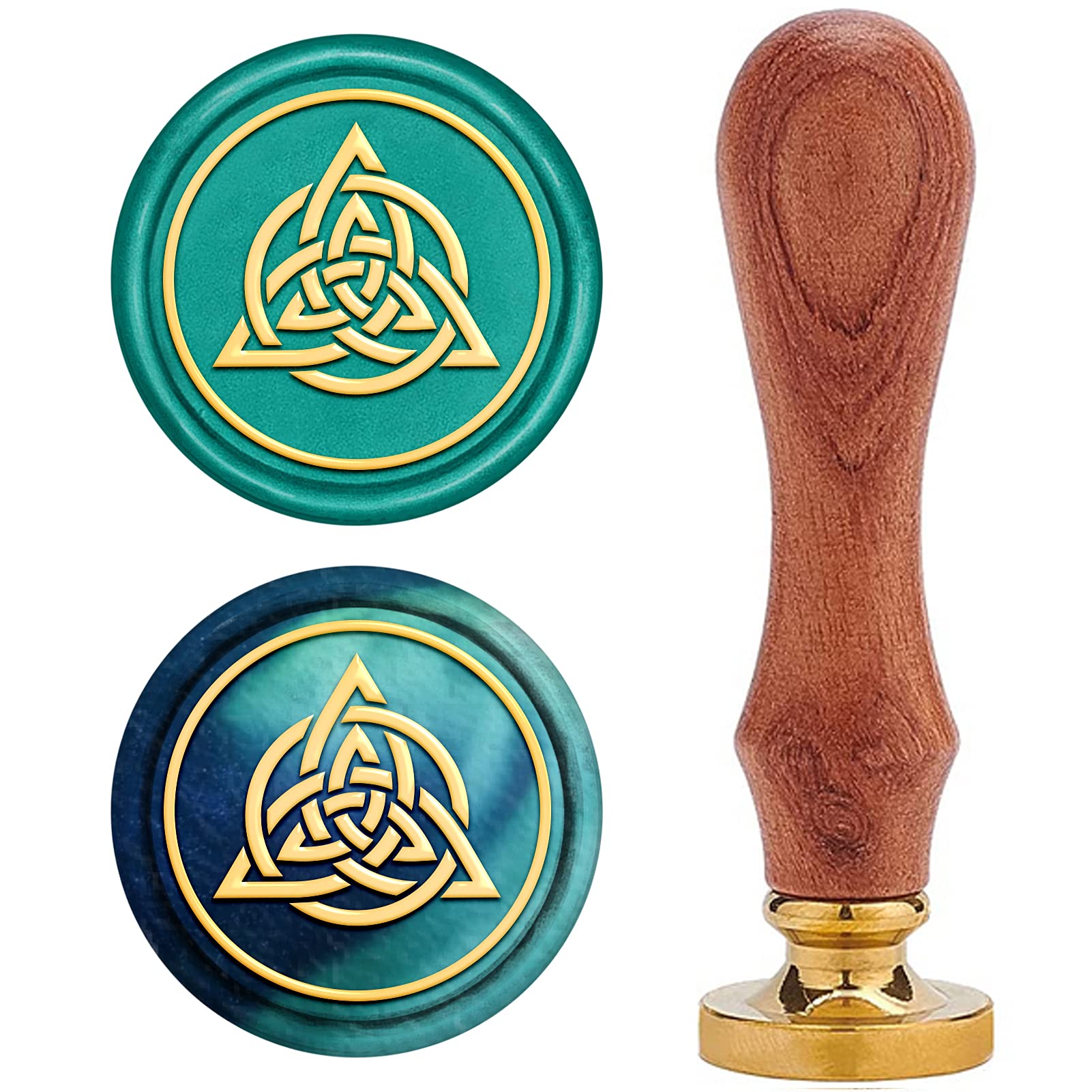 CRASPIRE Wax Seal Stamp, Wax Sealing Stamps Geometric Vintage Wax Seal Stamp Retro Wood Stamp Removable Brass Seal Wood Handle for Wedding Invitations Embellishment Bottle Decoration Gift Packing