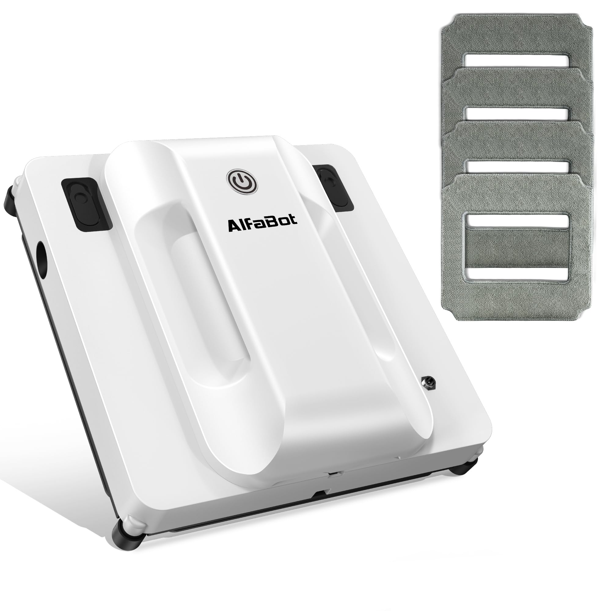 AlfaBot Robot Limpiacristales, Boquillas Dobles con Pulverizador Ultrasónico, Robot Limpiacristales 5000Pa con Detección de Bordes, 3 Planificación Inteligente de Rutas, Sistema Antideslizante