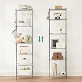 SONGMICS 6-Tier Metal Shelving Unit with Adjustable Shelves and Hooks view 7