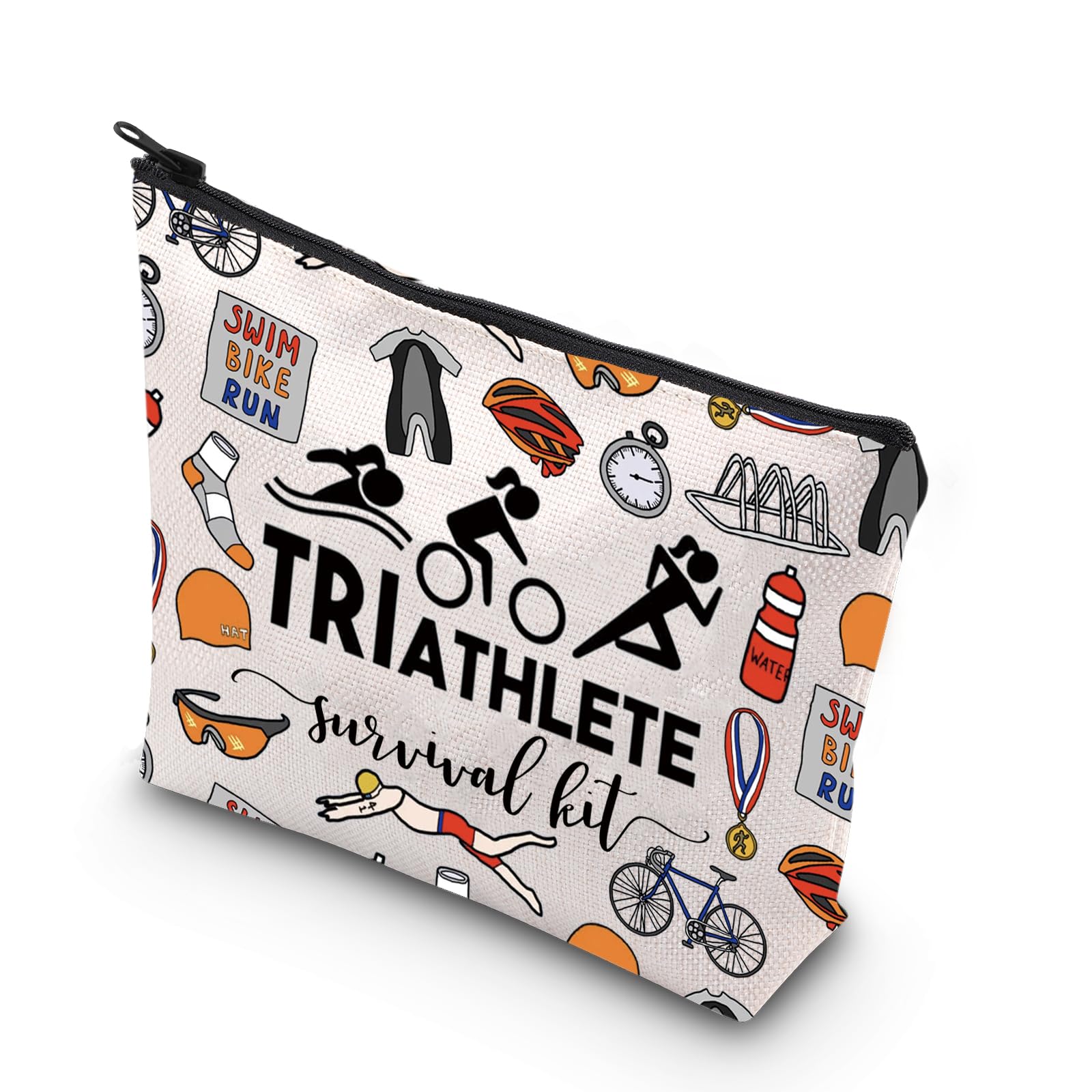 Triathlon Survival Kit Themed Zipper Bag Gift for Triathlete (Triathlete UK)