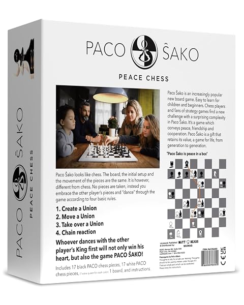 PACO SAKO PEACE CHESS GAME, SUPER FUN FOR CHESS LOVERS, MAKE PEACE WHILE PLAYING CHESS, NOT WAR – CHESS SET BOARD GAME FOR PEACE MAKERS | 2-PLAYERS