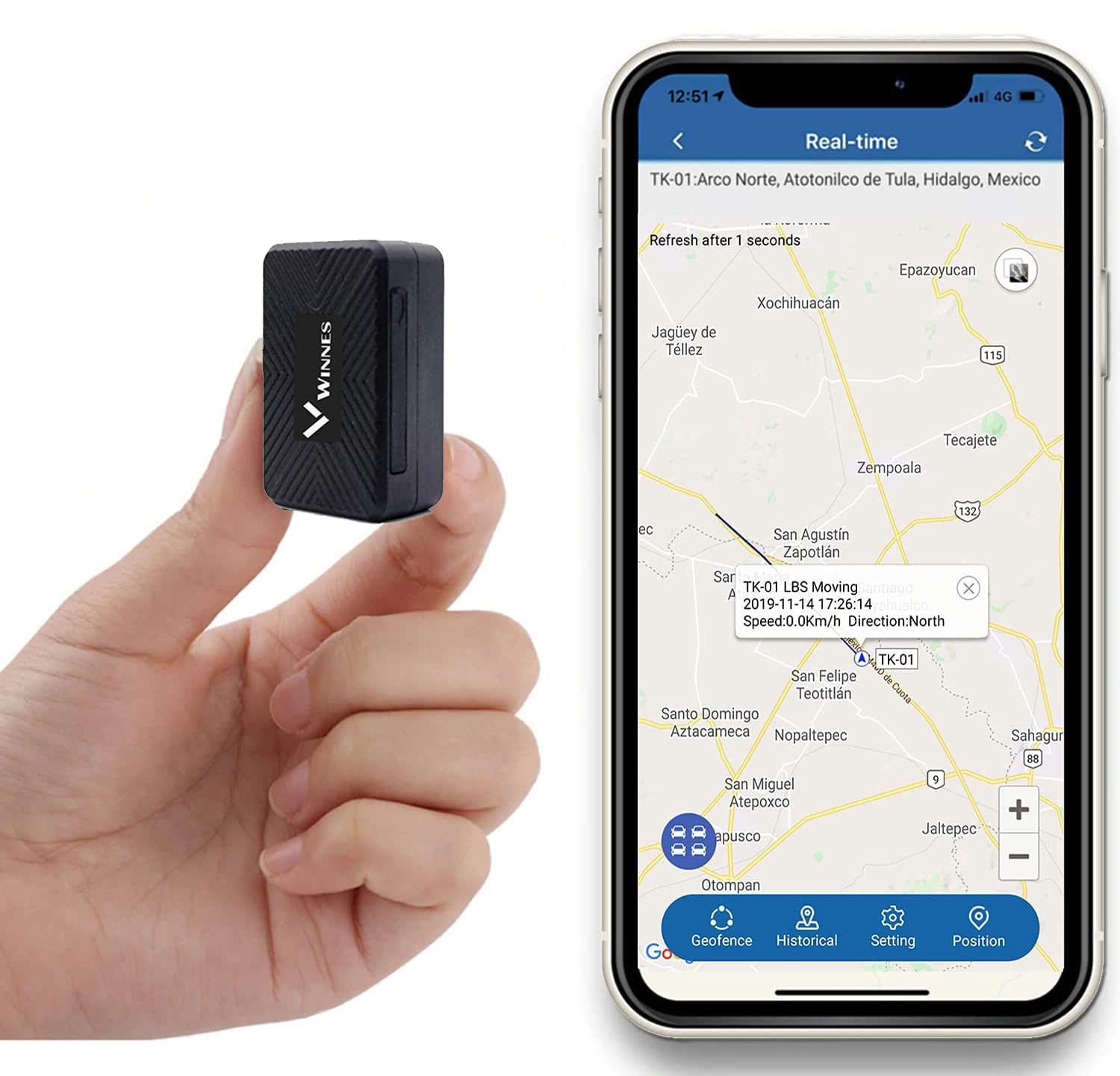 Zeerkeer Mini GPS Tracker Portable Real Time GPS Locator Tracker Anti Lost Recording Tracking Multiple Alarm Old Man Child Location Tracker with Free App (TK913)