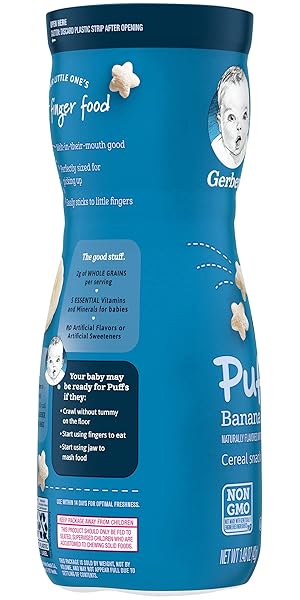 GERBER STAGE 3 BABY SNACKS, BANANA PUFFS, PUFFED GRAIN SNACK, BABY LED FEEDING, IRON & CHOLINE, PUFFS SNACKS FOR BABIES