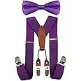 HABITER Kids Suspenders Adjustable Suspenders Set With Bow Ties for Boys and Girls