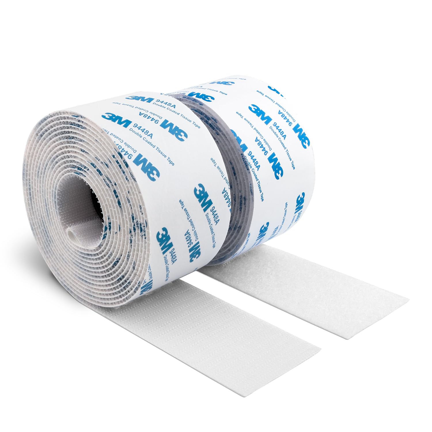 Photo 1 of 3M Hook and Loop Self Adhesive Tape 2" x 20Ft Length 9448A Sticky Back Interlocking Nylon Fabric Fastener Heavy Duty Adhesion Strip Tape White(9448AJ)
