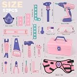 Vanplay 52Pcs Kids Tool Set Pink Pretend Play Drill Belt Box Toys for Boys Girls view 7
