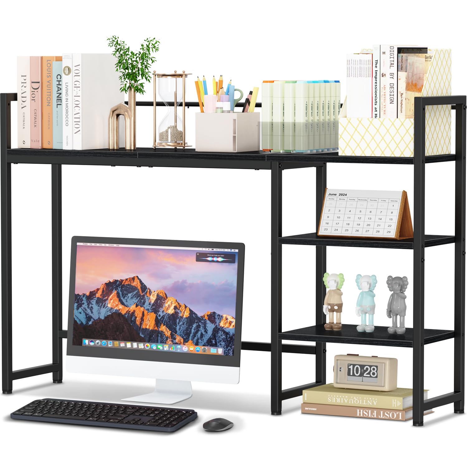 Photo 1 of Snughome Desk Shelf, 44.9" Large Desktop Organizer Shelf, Desk Hutch for Monitor, 4 Tier Display Rack, Wooden Desktop Bookshelf Storage Rack for Home Office Dorm