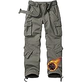 TRGPSG Men's Fleece Lined Hiking Pants, Winter Outdoor Cargo Pants, Work Ski Pants Casual Pants with 8 Pockets