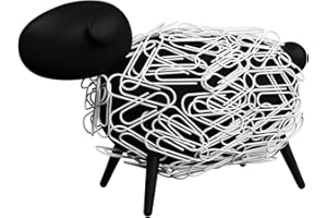 ALLOCACOC Sheepi - The Magnetic Paper Clip Dispenser Sheep - Black with White Paper Clips - The Animal Paper Clip Holder for Any Desk