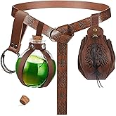 SUMGOGO 4 Pcs Halloween Renaissance Belt Pouch Witch Bottle Skirt Hikes Medieval Viking Pirate Leather Belt Costume Set