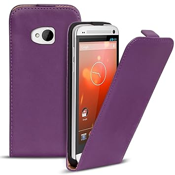 Conie BF6330 Basic Flip Kompatibel mit HTC One M7, PU Leder Hülle Cover Klapphülle für One M7 Tasche Lila