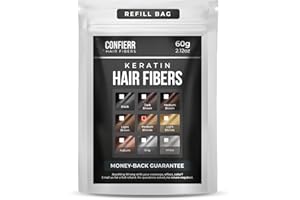 CONFIERR Keratin Hair Fibers Refill Bag for Men & Women - Fill In Fine or Thinning Hair, Bald Spots, Instantly Thicker & Fuller Hair (Medium Blonde 60g)