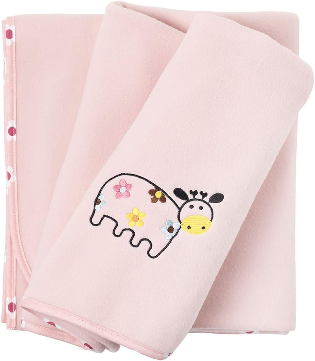 LullaBaby Linens® Newborn Baby Soft Fleece Blanket 100cm x 150cm Cot Bed Buggy Pram Cow Design Pink
