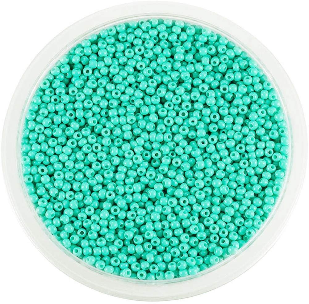 Around 9000pcs Opaque Glass Seed Beads Round Pony Bead Mini Spacer Beads 2mm for Jewellery Making Hair Accessories Beadwork Craft (Turquoise)