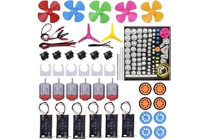 ANDGIV Electric DC Motor Kit, 6 Set 131 PCS Small Motors Kit, with 85 Plastic Gears Kits, Shaft Propeller, 2 x AA Battery Holder, Plastic Wheels, STEM Engineering Set for DIY Science Projects