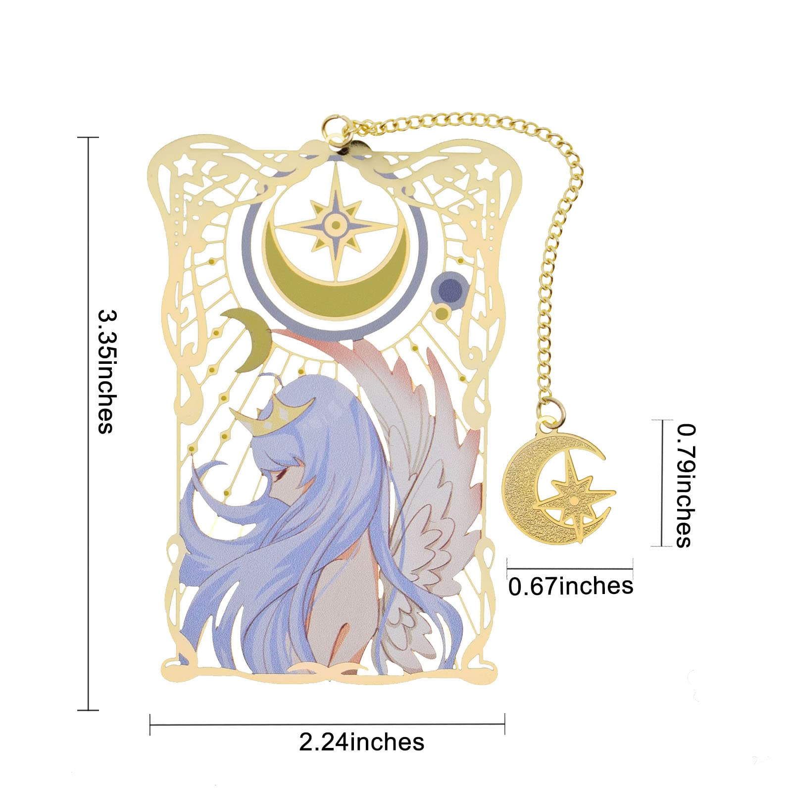 BLBMH Cute Metal Tarot Elf Bookmarks for Women Girls Book Lovers Anime Bookmark Moon Gifts for Readers Best Friends -TE1