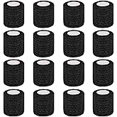 Clooflar 16 Pack Self Adhesive Bandage Wrap, 2" X 5 Yards Black Elastic Cohesive Bandage Wrap for Sports, Wrist, Ankle and Vet Wrap, Grip Tape