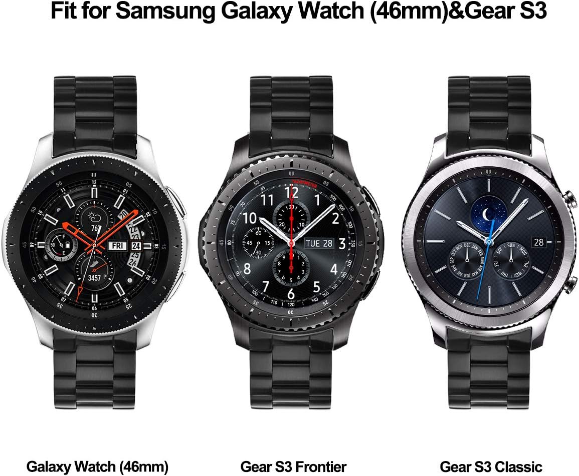 V-MORO Strap Compitable for Gear S3 Frontier /Classic Watch Straps/Galaxy Watch 46mm (2019/)Straps,22mm Black Solid Metal Stainless Steel Replacement Bracelet Strap for Gear S3 /Galaxy Watch 46mm(2019) - Image 3
