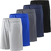 BALENNZ Boy's 5-Pack Athletic Shorts Kids Youth Quick Dry Active Performance Basketball Shorts with Pockets Elastic Waistband