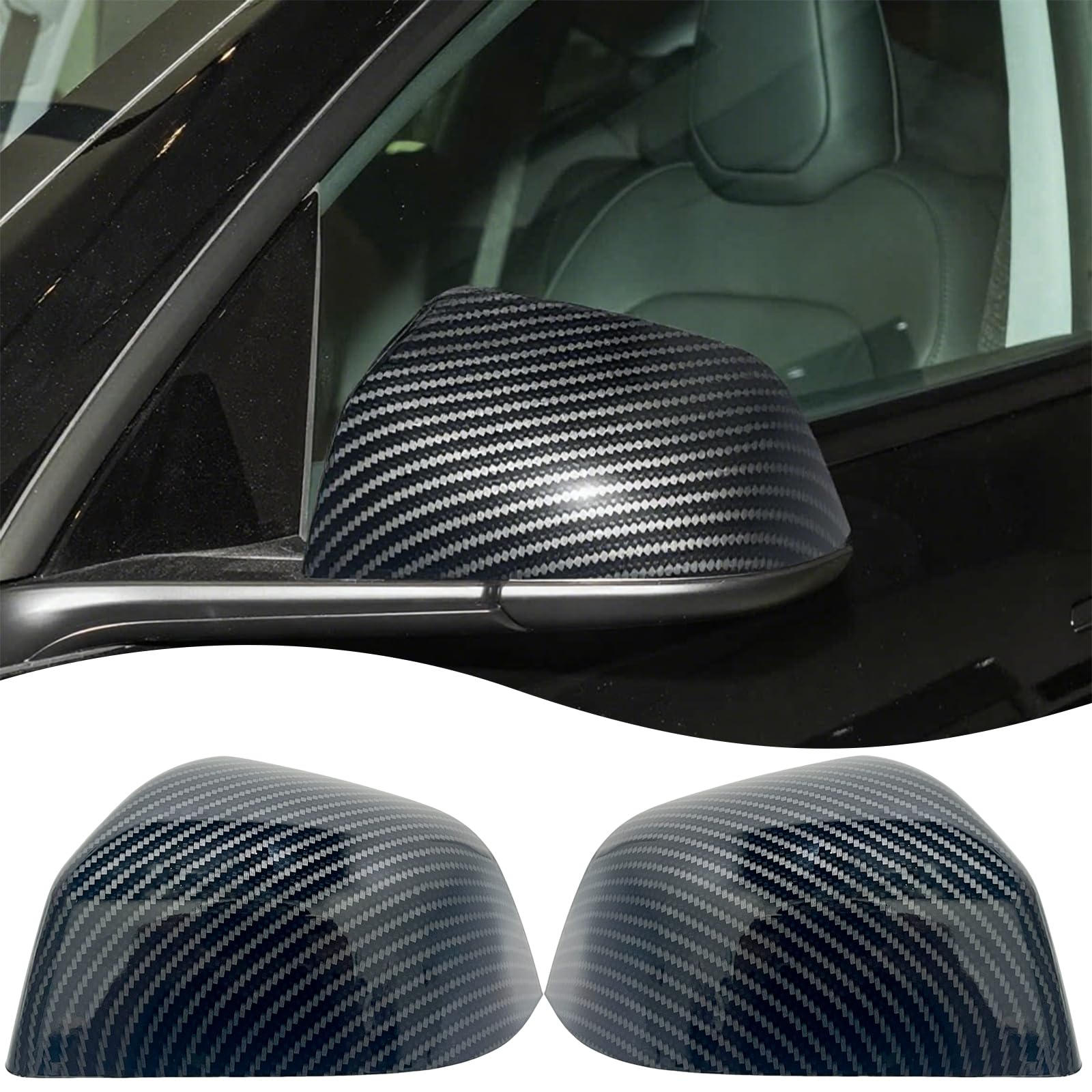 Photo 1 of **UNKNOWN EXACT MODEL** Side Mirror Cover,for Tesla 2PCS Turn Signal housing Cover Sets car Accessories -Carbon Fiber?OEM-Style Adhesive Tape Design?