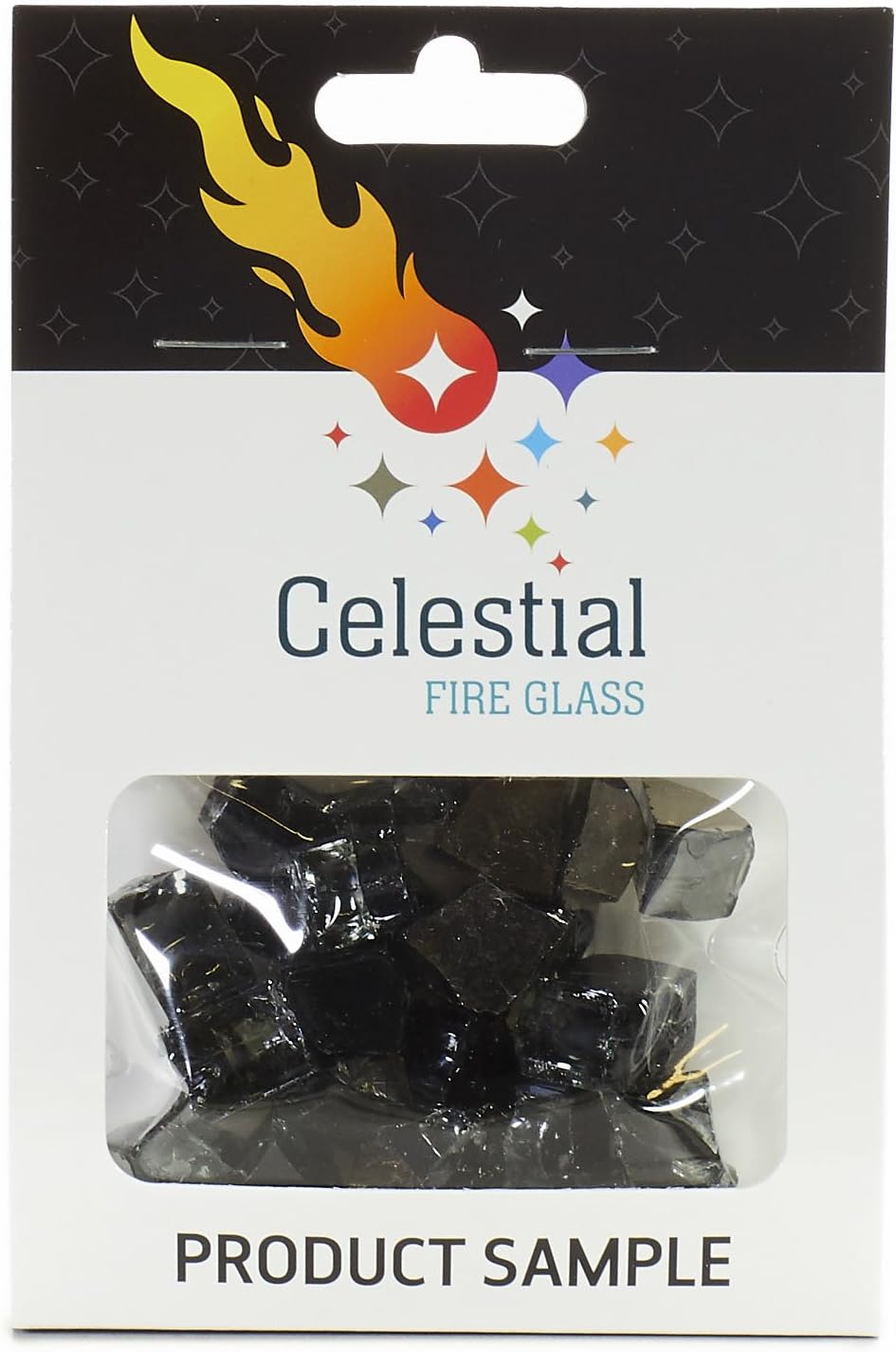 Celestial Fire Glass - Dark Matter Black - 1/2 Inch Reflective Tempered Fire Glass – 2 oz. Sample