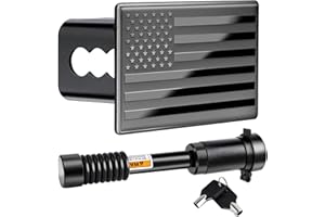 METOWARE Trailer Hitch Covers, Heavy American Flag Metal Hitch Cover for 2 Inch Receivers, Tow Hitch Covers for Trucks Accessories (with Anti-Rattle 5/8-Inch Diameter Hitch Lock)