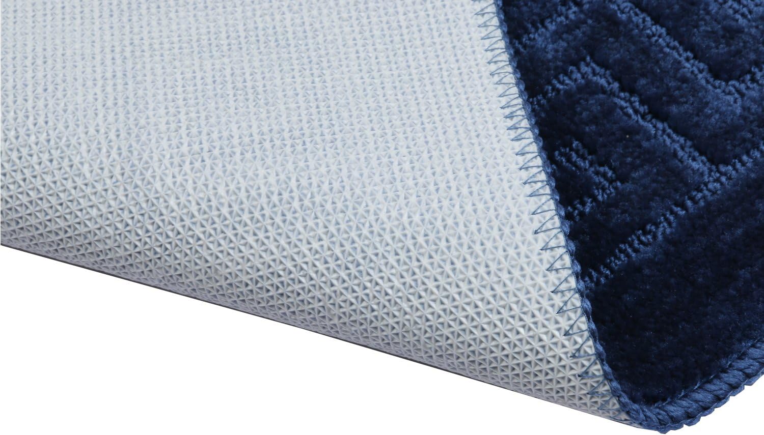Pauwer Bath Rug Sets 3 Piece for Bathroom Non Slip Bath Mat Set Washable Bath Rug Set Pattern 28.4"x17.7"/Contour Mat 17.7"x17.7"/ Lid Cover (Navy): Kitchen & Dining