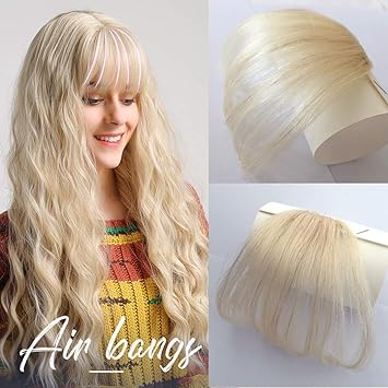 Amazon Com Reysaina Hair Bangs Clip On Real Hair Blonde Fringe