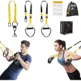 Home Resistance Training Kit, Resistance Trainer Fitness Straps for Full-Body Workout, Bodyweight Resistance Bands with Handles, Door Anchor, Workout Guide for Home Gym (Resistance) (Black, Yellow)