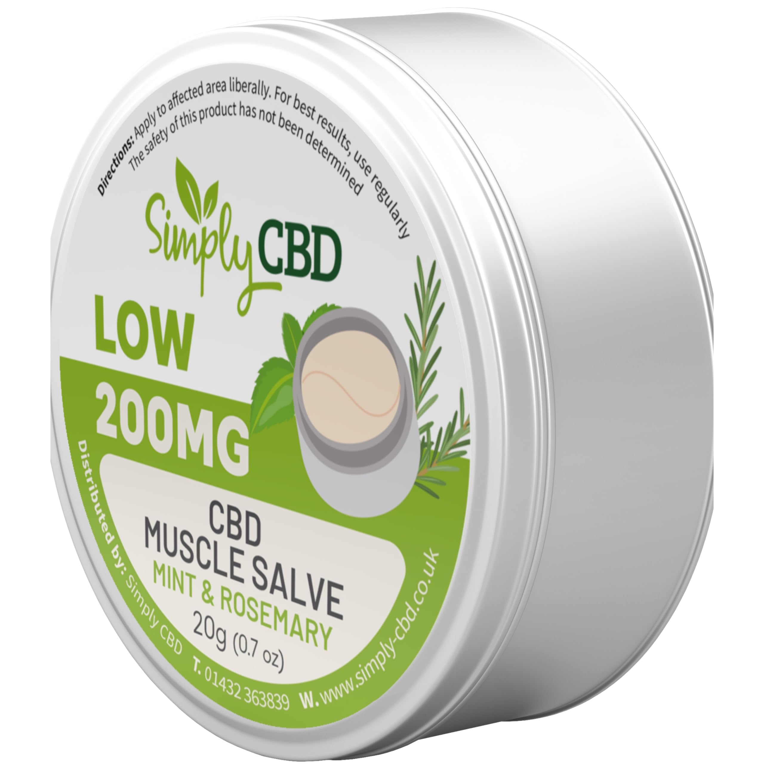 Simply CBD Muscle Balm Salve - 200MG of CBD - Rosemary and Mint, White
