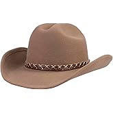 MIX BROWN Cowboy Hat 100% Wool Water-Resistant Cowgirl Hat Western Hats for Women Men Felt Outback Panama Rancher Hat
