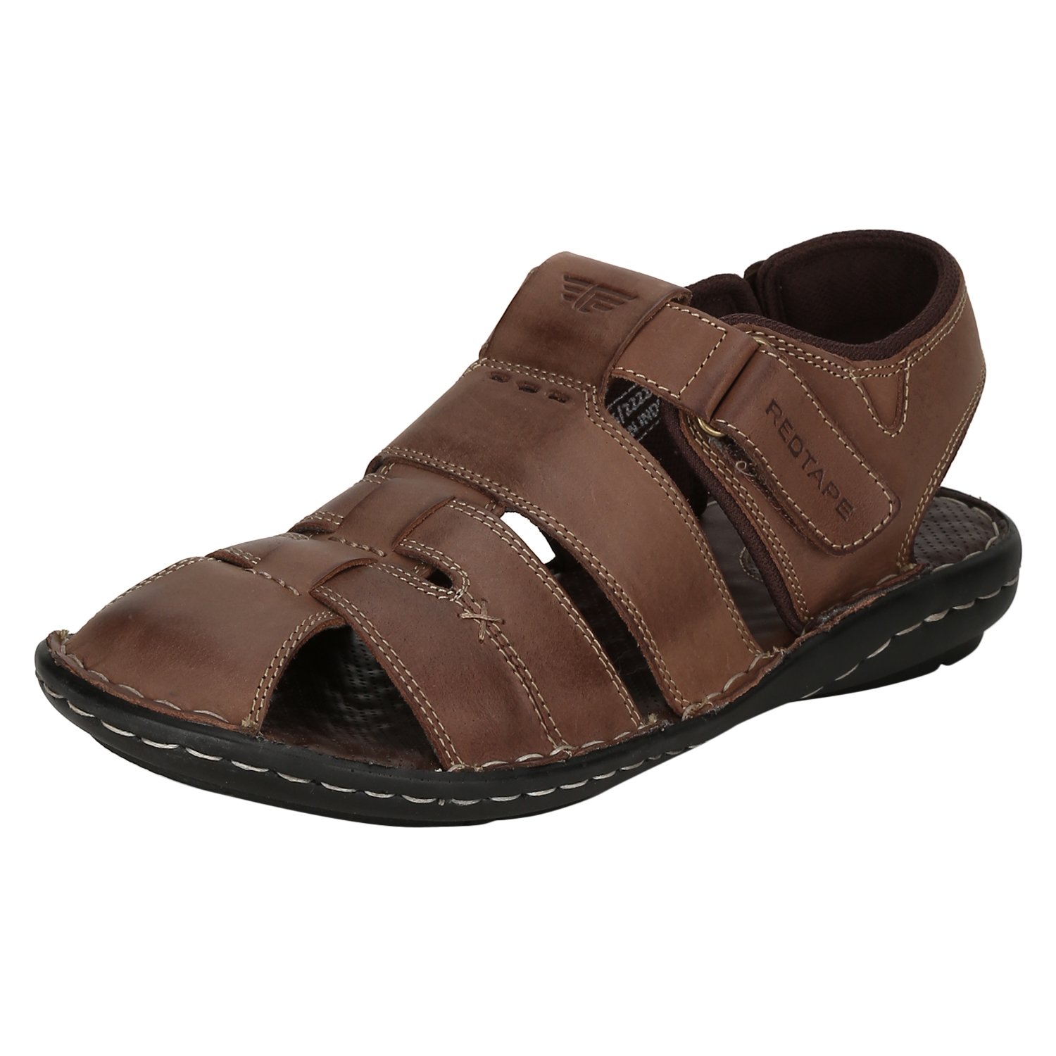 red tape mens leather velcro closure sandals