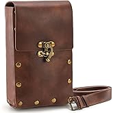 Okllen Belt Pouch Waist Bag, Vintage Leather Leather Pouch, Medieval Renaissance Costume Carry Purse Holder for Cell Phone or Other Small Projects Casual Hiking Traveling, Brown