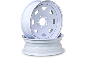 LIBRA 15 x 5 Trailer Wheels 5 Lug on 4.5" Bolt Pattern White Spoke Trailer Rim, Set 2-17009