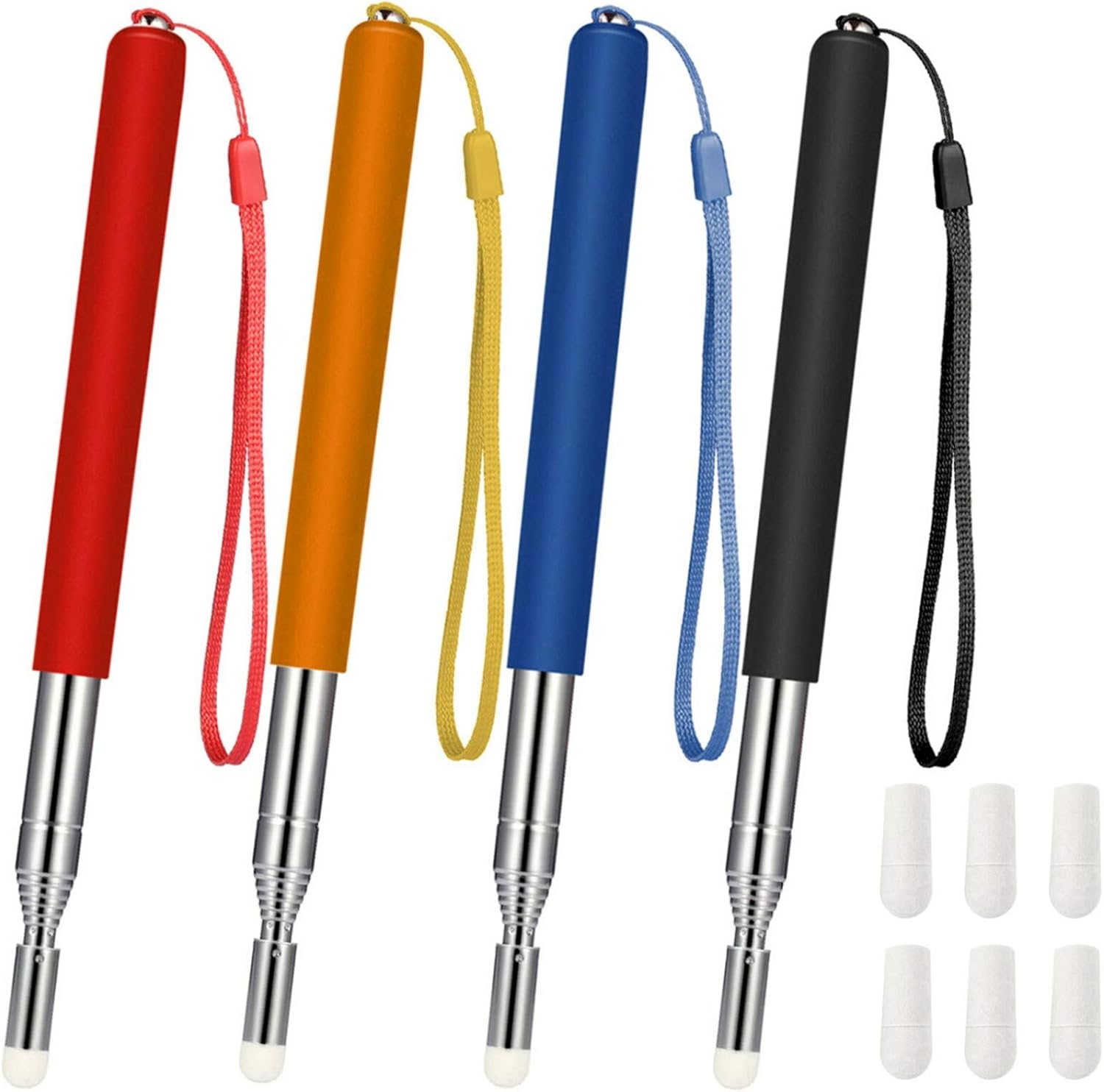 4 Pieces Retractable Teacher Pointer Telescopic Teaching Pointer Presenter Whiteboard Pointer and Lanyards with 6 Pieces Extra Felt Nibs for Teachers Presenter, Extends Design (47 Inches) : Electronics