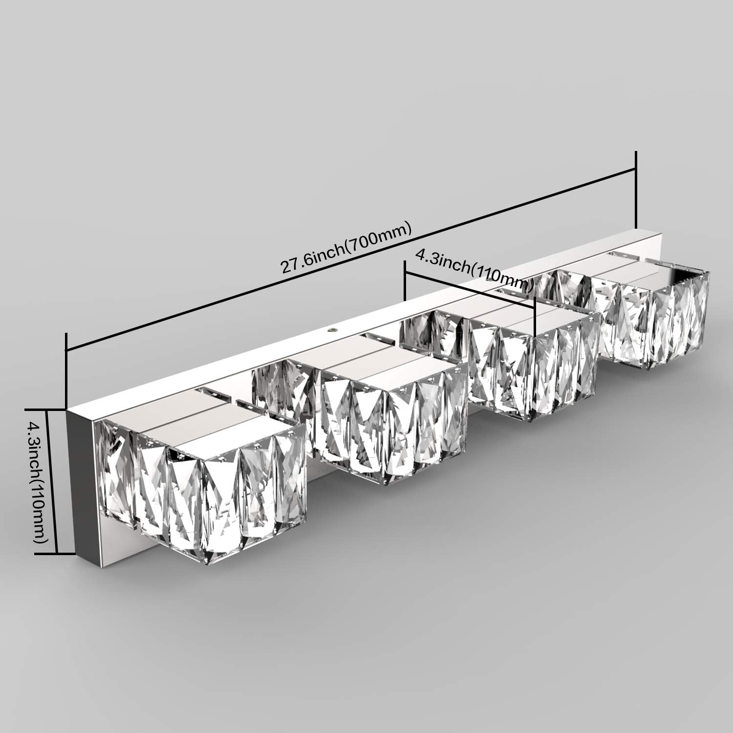 ZUZITO Bathroom Vanity Lighting Fixtures 7800 Modern Crystal Vanity Light Over Mirror White Light, 6000K(4 Lights) - - 